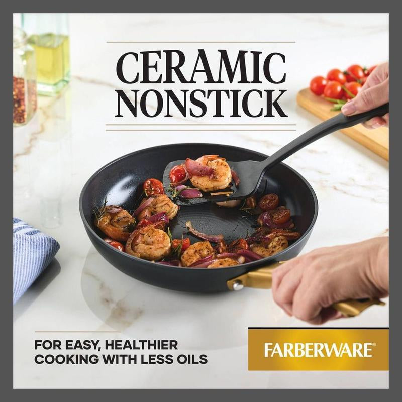 Farberware 8PC Ceramic Aluminum Cookware Set 500 Degree F Forged Induction