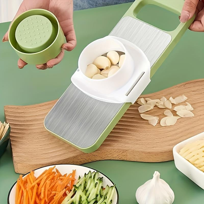 Multi-Function Manual Vegetable Slicer with 4 Blades and Hand Guard Stainless Steel for Efficient Cutting