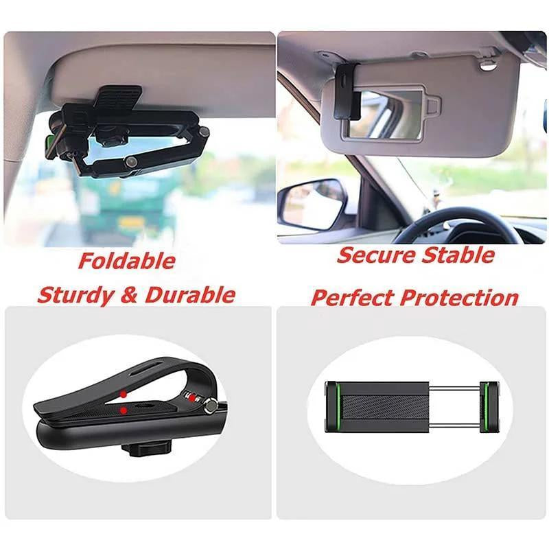 New 1080° Multi-Function Sun Visor Universal 360 Degree Rotating Phone Holder Exavon Suitable for Any Scene Car Holder - Rotatable and Retractable