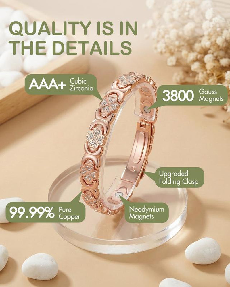 Jecanori Pure Copper Magnetic Bracelet for Women 3500 Gauss Effective Magnets Trendy Stack Bangle Stretch Design Modern Fashion Jewelry Gift