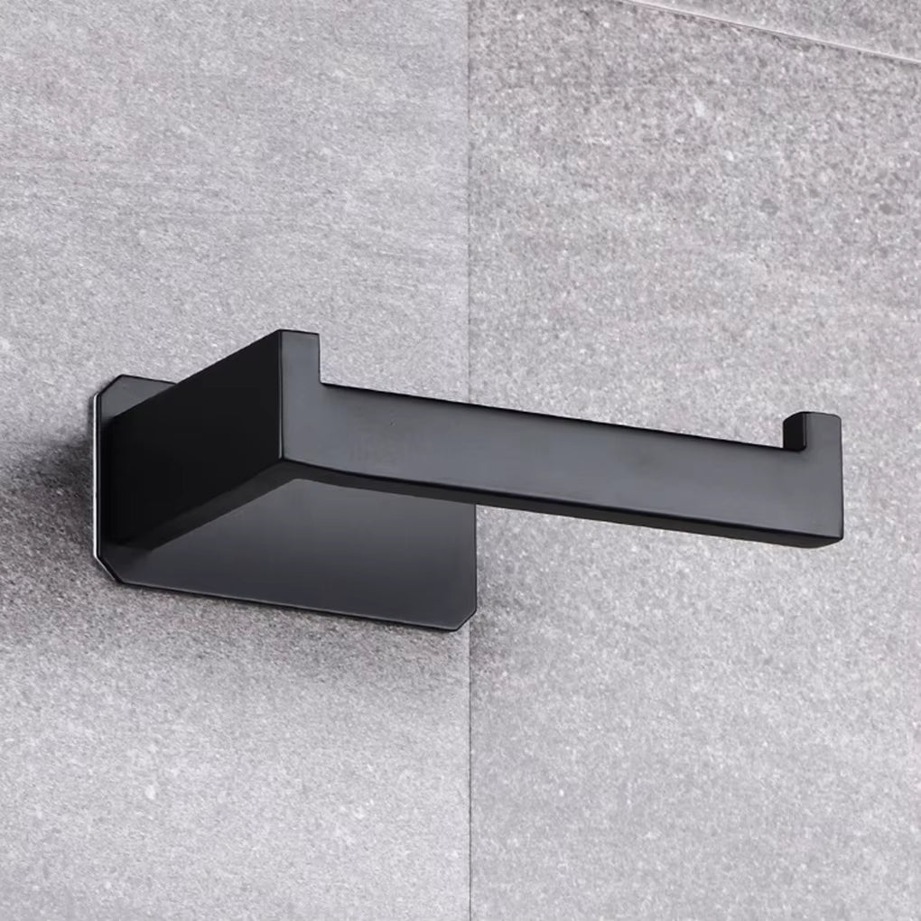 Stainless Steel Toilet Roll Holder Self Adhesive in Bathroom Tissue Paper Holder Black Finish,Easy Installation No Screw