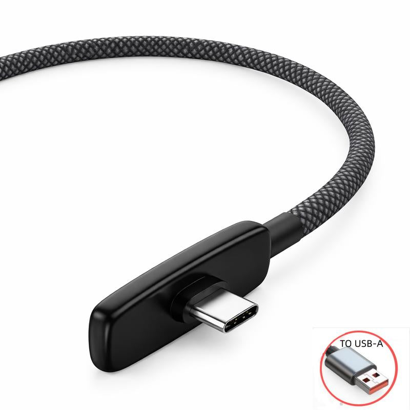 45W USB-C Right Angle Fast Charging Cable for Iphone 15/16/17 Series PD Type-C Charger 90 Degree Gaming Cord No Hand Blocking Durable Braided Data Power Cable