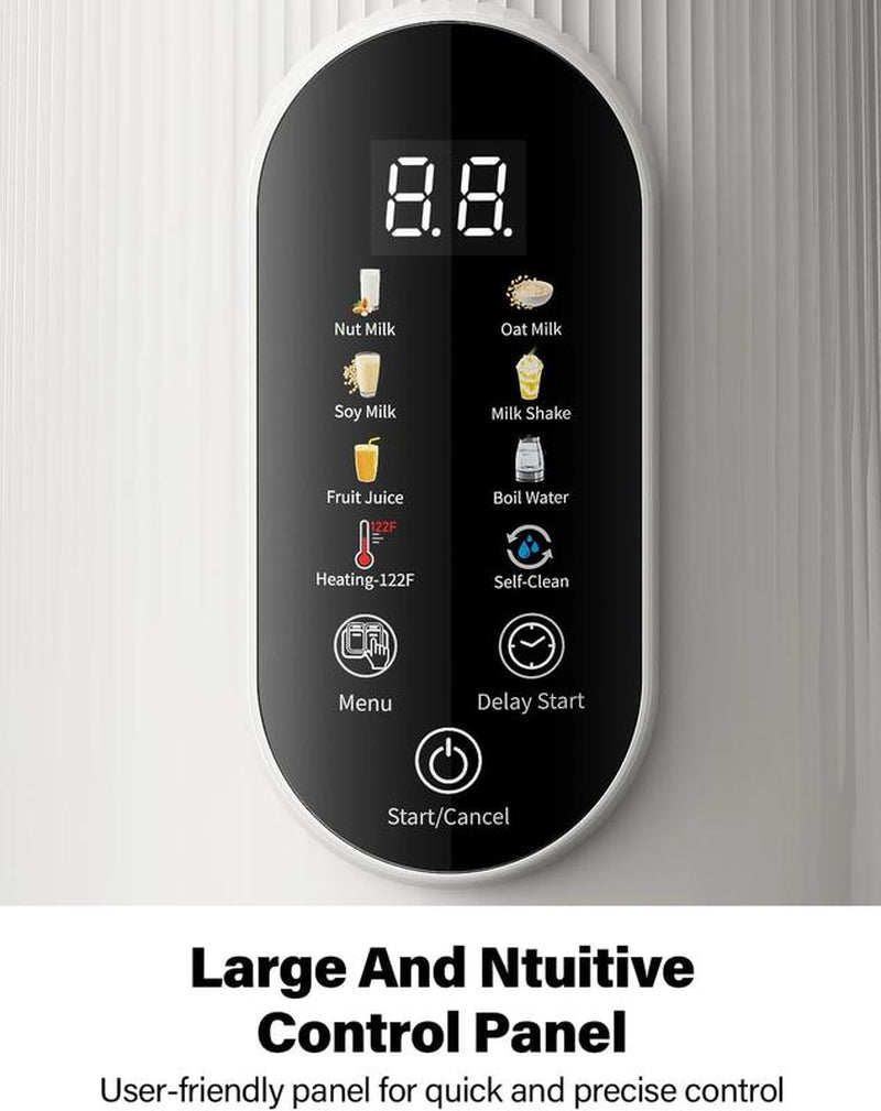 GDOR Nut Milk Maker 42Oz Almond Oat Soy Milk Machine & Smoothie Blender 9-In-1 Plant-Based with Large Touch Screen Keep Warm Boil Water Self-Cleaning