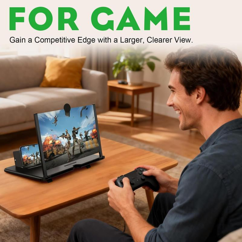 Mobile Phone Magnifier Stand - over Sized Pull-Out Creative Screen Amplifier - Foldable Portable Hands-Free Phone Magnifier Suitable - Visually, for Movie Watching, Reading & Gaming