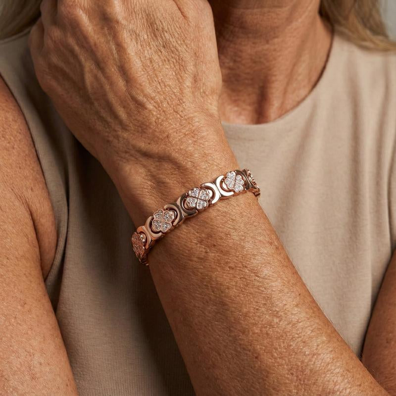 Jecanori Pure Copper Magnetic Bracelet for Women 3500 Gauss Effective Magnets Trendy Stack Bangle Stretch Design Modern Fashion Jewelry Gift