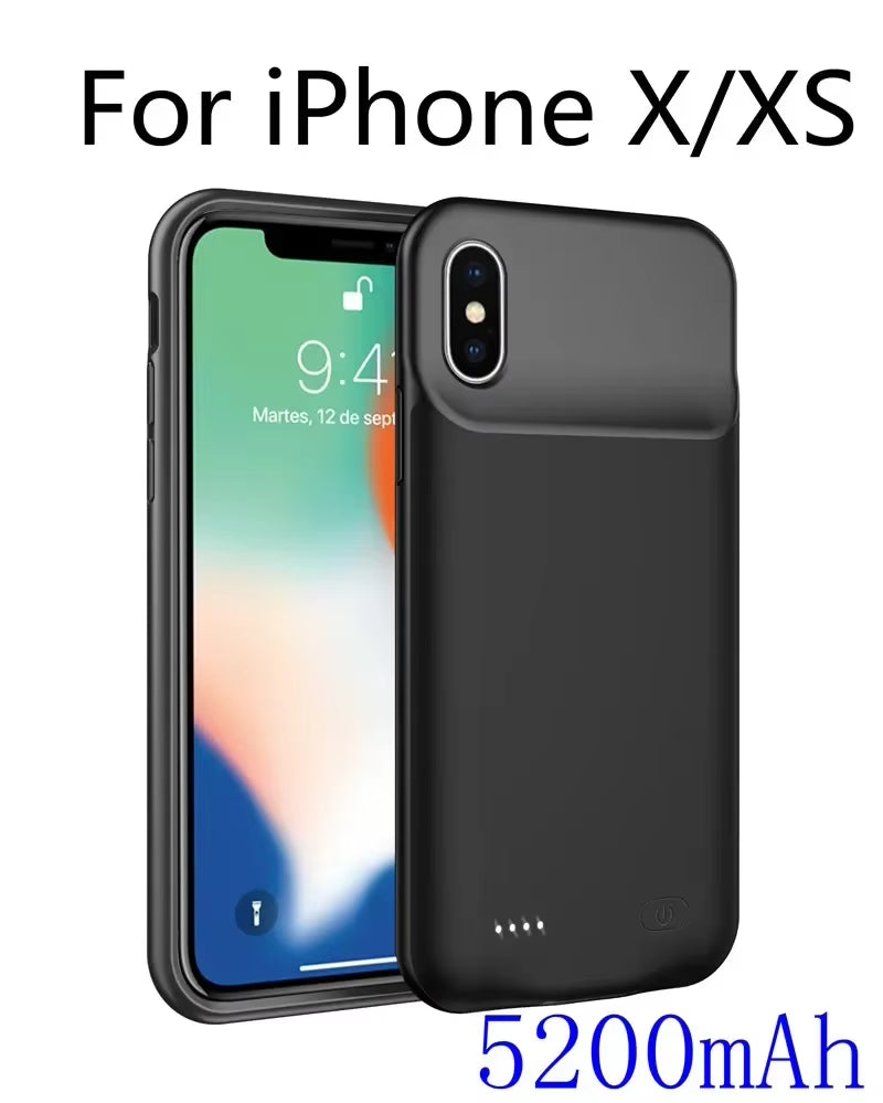 For Iphone 11 12 13 14 Pro Max XS Max XR 6 7 8 plus SE 5S 13 Mini Battery Charger Case Portable Power Bank Charging Cover Capa