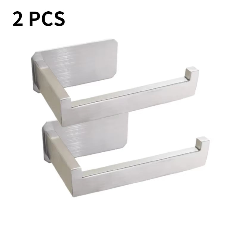 Stainless Steel Toilet Roll Holder Self Adhesive in Bathroom Tissue Paper Holder Black Finish,Easy Installation No Screw