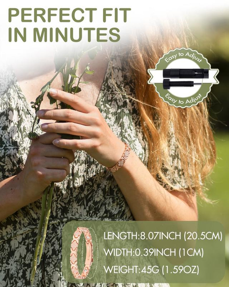 Jecanori Pure Copper Magnetic Bracelet for Women 3500 Gauss Effective Magnets Trendy Stack Bangle Stretch Design Modern Fashion Jewelry Gift