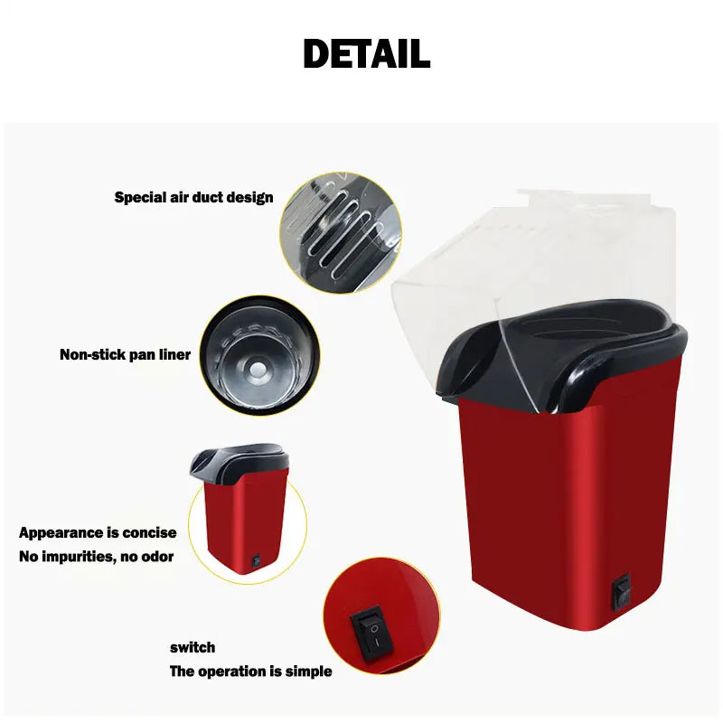 Mini Electric Popcorn Maker - Fully Automatic Household Appliance for Home Kitchen