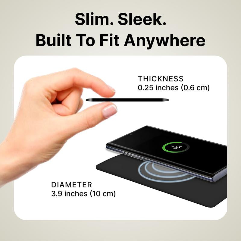 IT'S JUST SMART IJS 15W Ultra-Slim Wireless Charger Fast Qi Universal Charging Pad for Iphone Samsung & All Qi-Enabled Devices Black