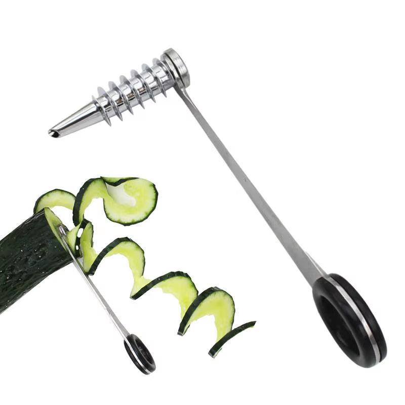 Spiral Slicer Blade Cucumber Carrot Potato Vegetable Spiral Knife Kitchen Tool Stainless Steel Curler Handheld Kitchen Accessory