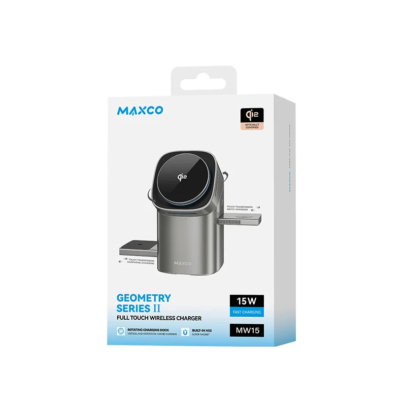 Qi2 Auto-Rotate Touch Magnetic 3 in 1 Wireless Charger Fast Charging 15W for Iphone 12/13/14/15/16, for Iwatch & Airpods