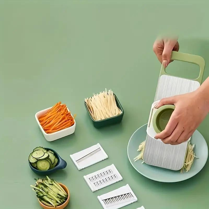 Multi-Function Manual Vegetable Slicer with 4 Blades and Hand Guard Stainless Steel for Efficient Cutting