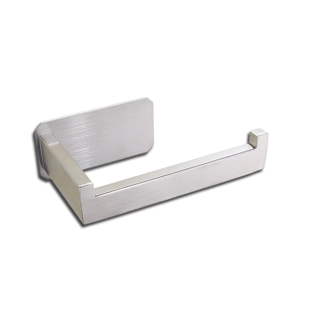 Stainless Steel Toilet Roll Holder Self Adhesive in Bathroom Tissue Paper Holder Black Finish,Easy Installation No Screw