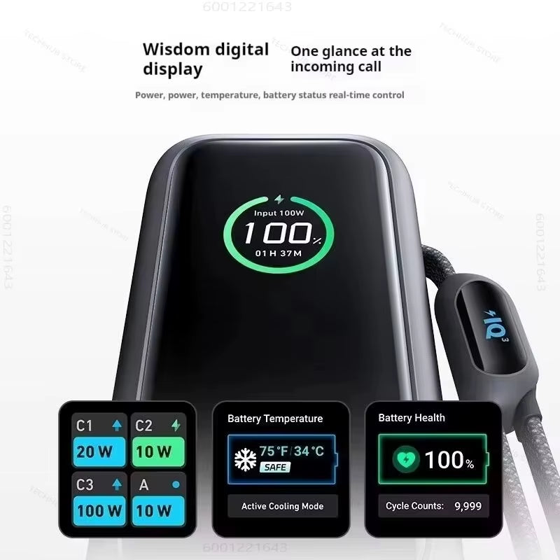Anker Zolo Power Bank 25000Mah 165W Max Fast Charge High Capacity Retractable Cables Mobile Phone Power Bank Lightweight PC