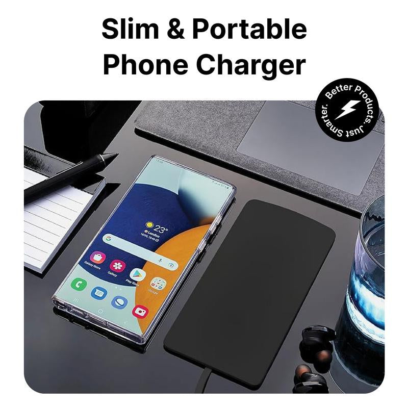 IT'S JUST SMART IJS 15W Ultra-Slim Wireless Charger Fast Qi Universal Charging Pad for Iphone Samsung & All Qi-Enabled Devices Black