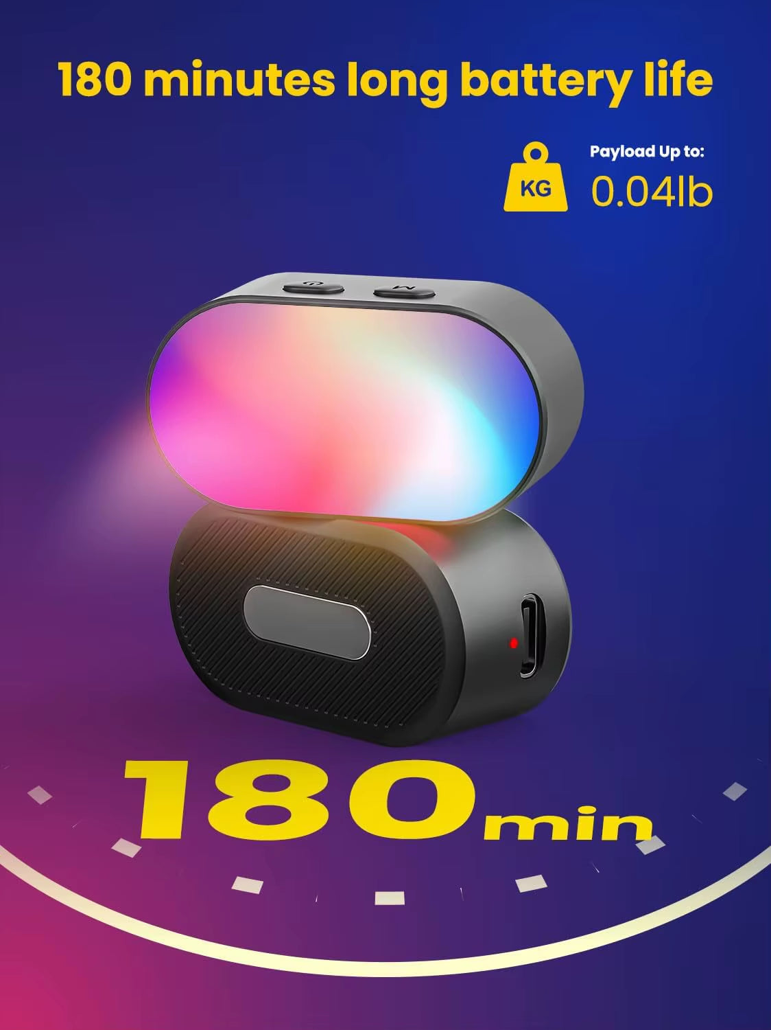 AOCHUAN Mini RGB Magnetic Fill Light 3-Stop Brightness 7 Color Adjustment Gimbal LED Video Photography Light for Phone Selfie