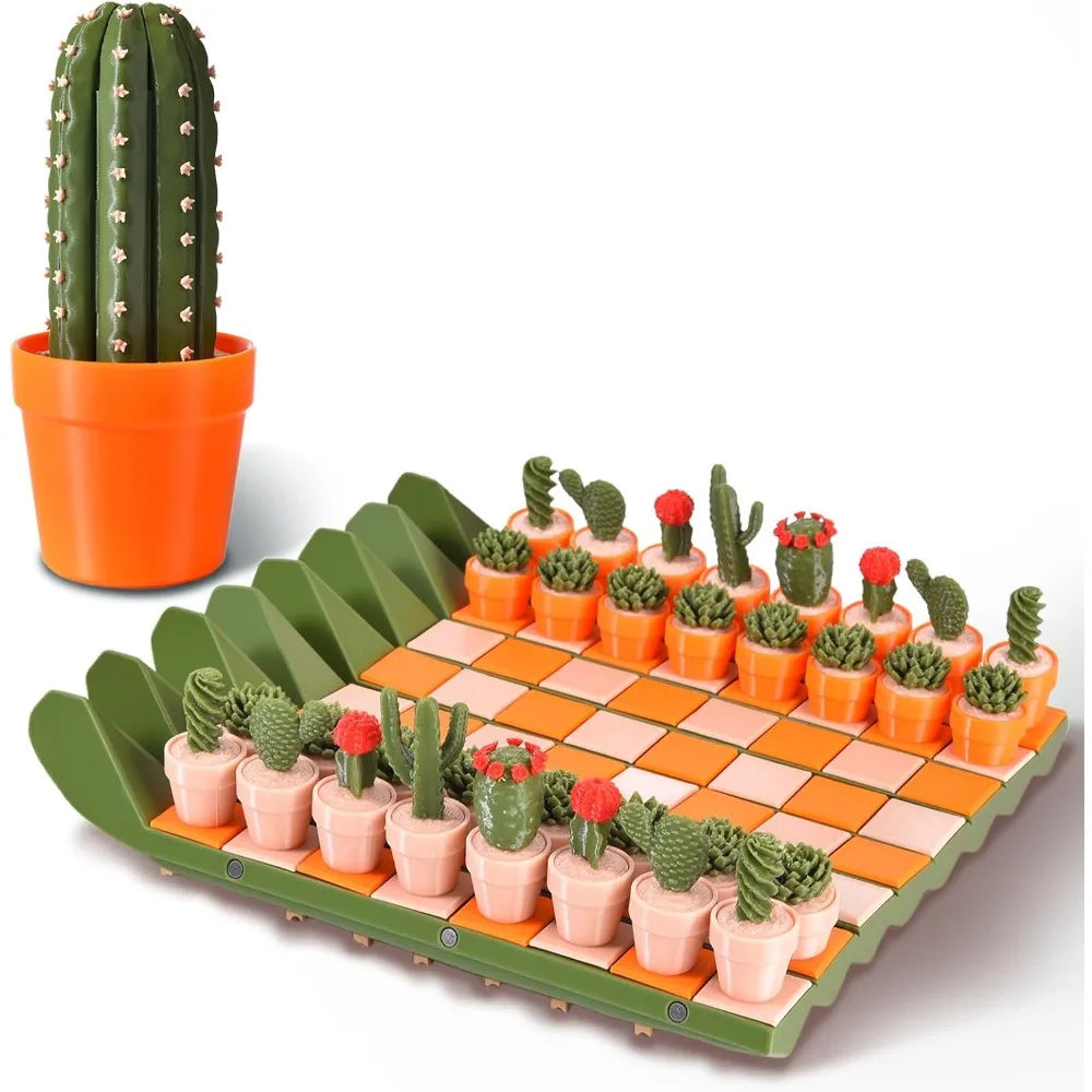 Cactichess Roll up Cactus Chess Set Cacti Chess Board Magnetic Chess Game Portable Chess Sets for Adults 3D Printed Gift for Men