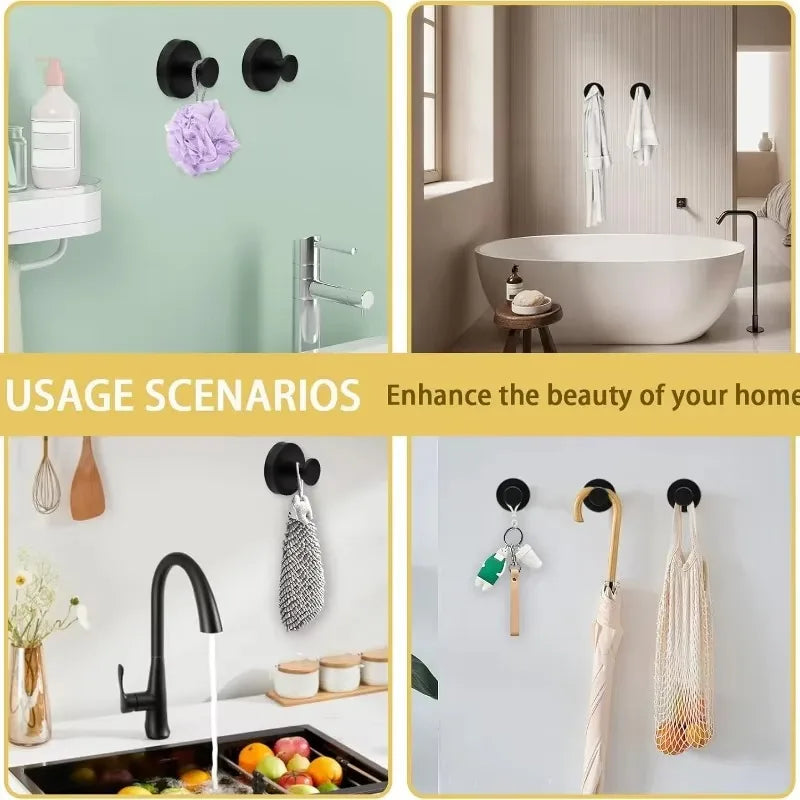 8/1PCS Stainless Steel Suction Cup Hooks Punch-Free Wall Mounted Hook Hanging Towel Holder Kitchen Bathroom Vacuum Suction Cups