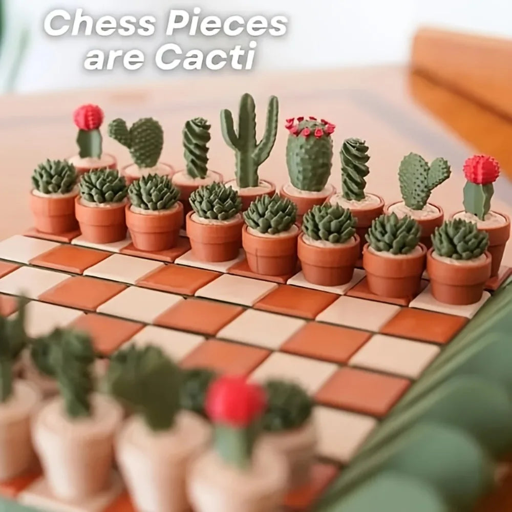 Cactichess Roll up Cactus Chess Set Cacti Chess Board Magnetic Chess Game Portable Chess Sets for Adults 3D Printed Gift for Men
