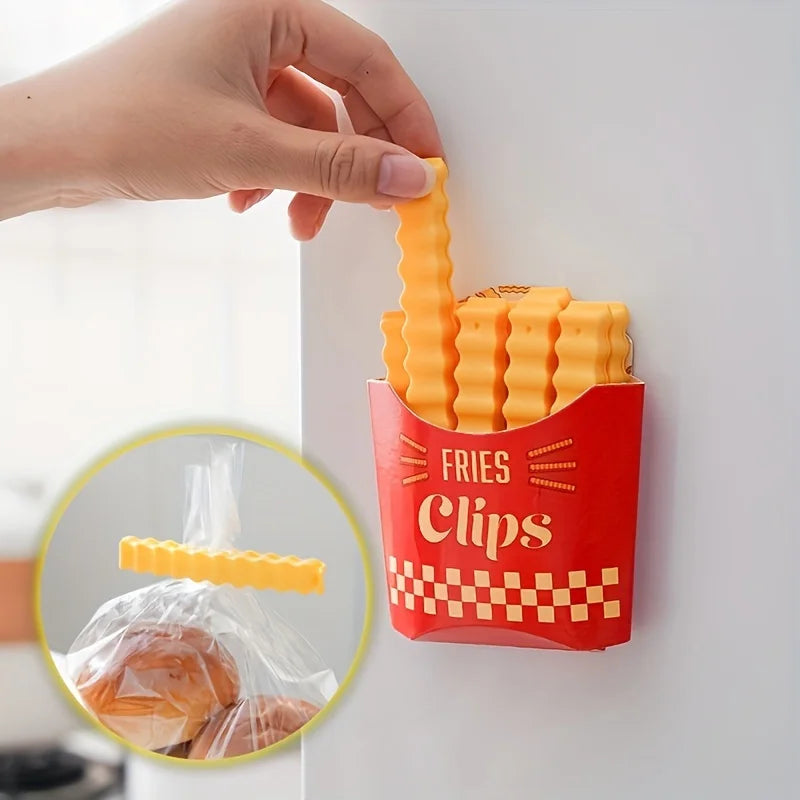 12PCS French Fry Shaped Sealing Clip - for Snack Sealing, Food Clips, Plastic Bag Seasoning Sealing Strips