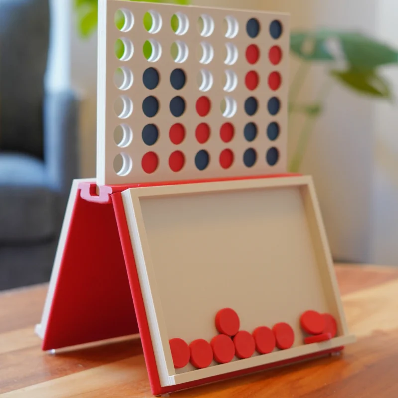 1PC 3D Printed Four in a Row, Unique Board Game for Family & Stress Relief, Parent-Child Interaction Strategy Game