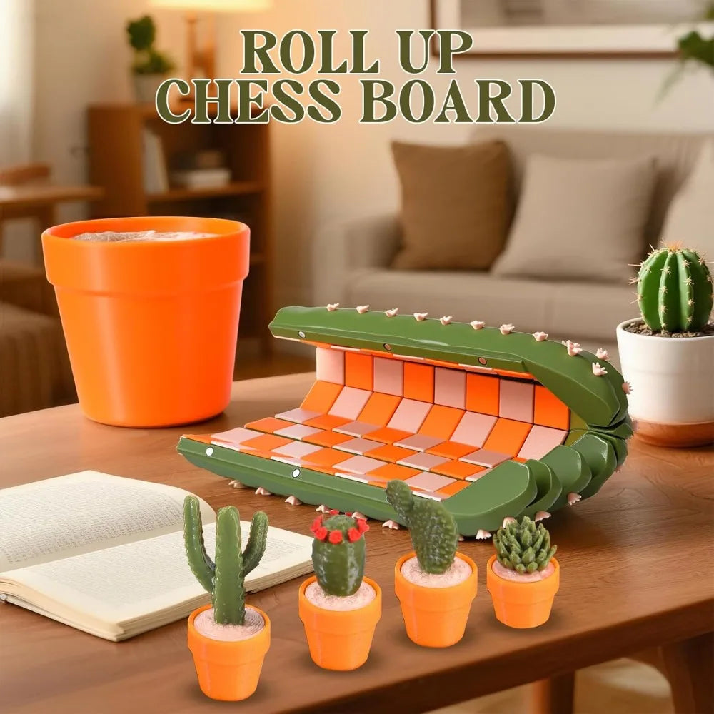 Cactichess Roll up Cactus Chess Set Cacti Chess Board Magnetic Chess Game Portable Chess Sets for Adults 3D Printed Gift for Men