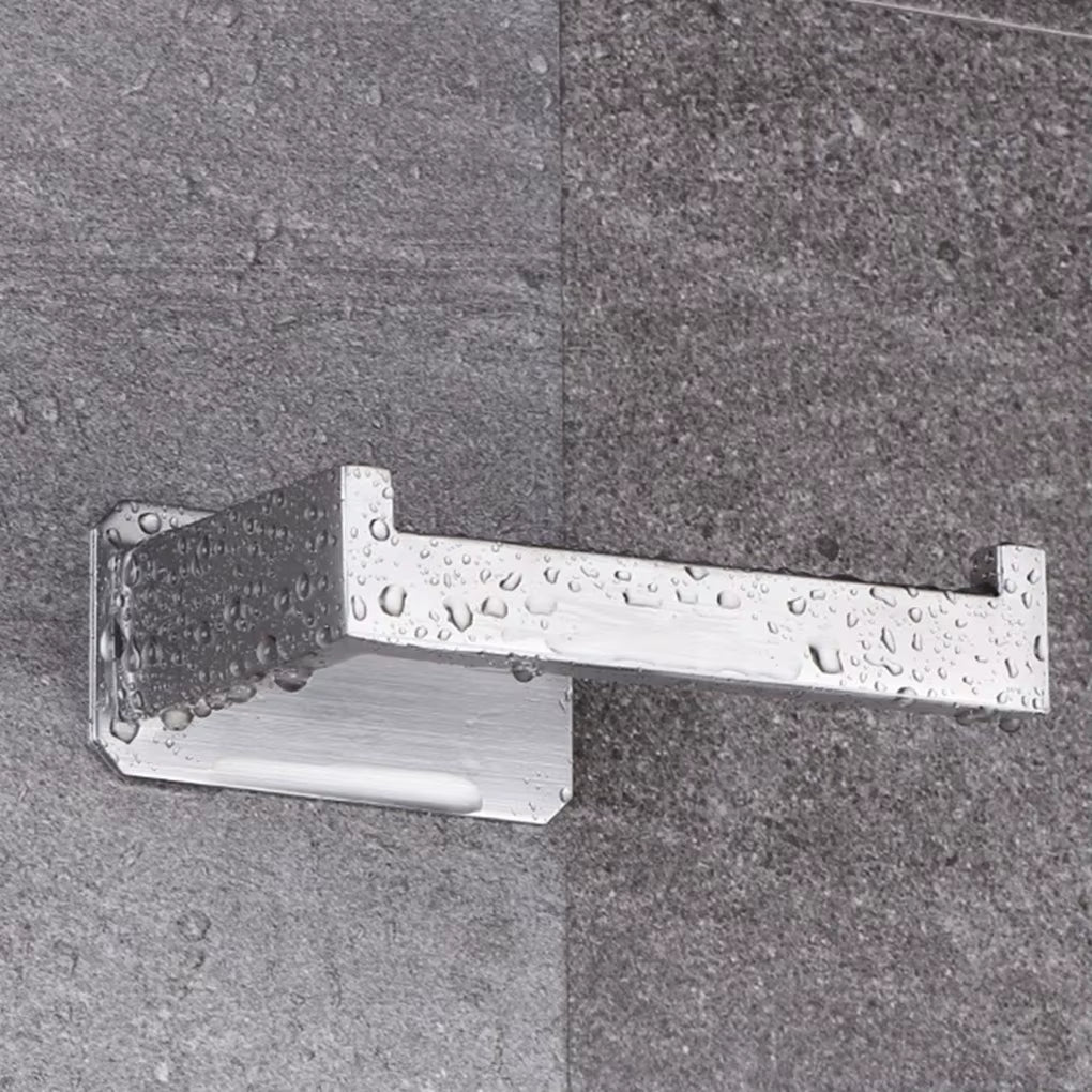 Stainless Steel Toilet Roll Holder Self Adhesive in Bathroom Tissue Paper Holder Black Finish,Easy Installation No Screw