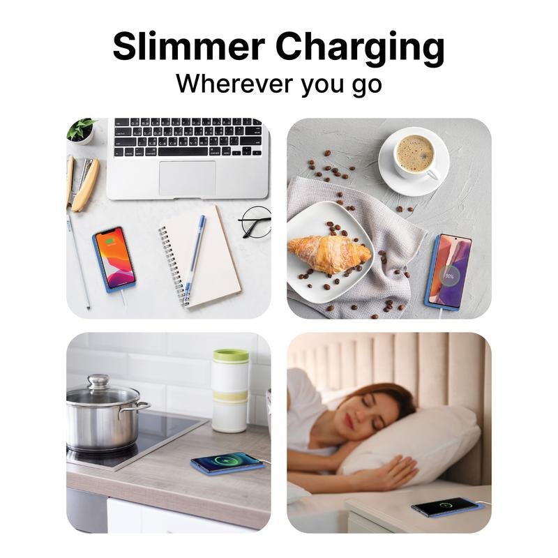 IT'S JUST SMART IJS 15W Ultra-Slim Wireless Charger Fast Qi Universal Charging Pad for Iphone Samsung & All Qi-Enabled Devices Black