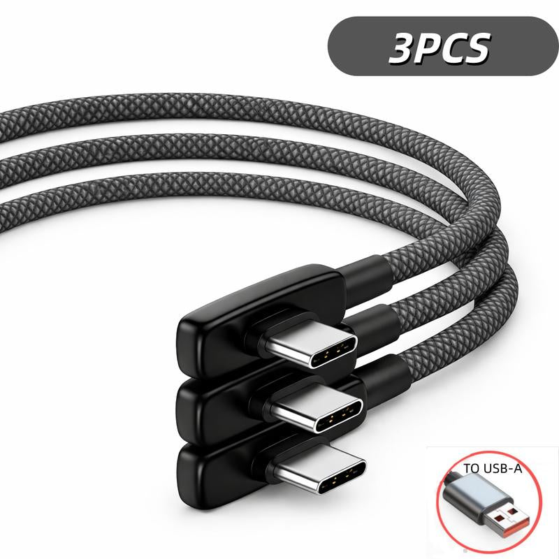 45W USB-C Right Angle Fast Charging Cable for Iphone 15/16/17 Series PD Type-C Charger 90 Degree Gaming Cord No Hand Blocking Durable Braided Data Power Cable