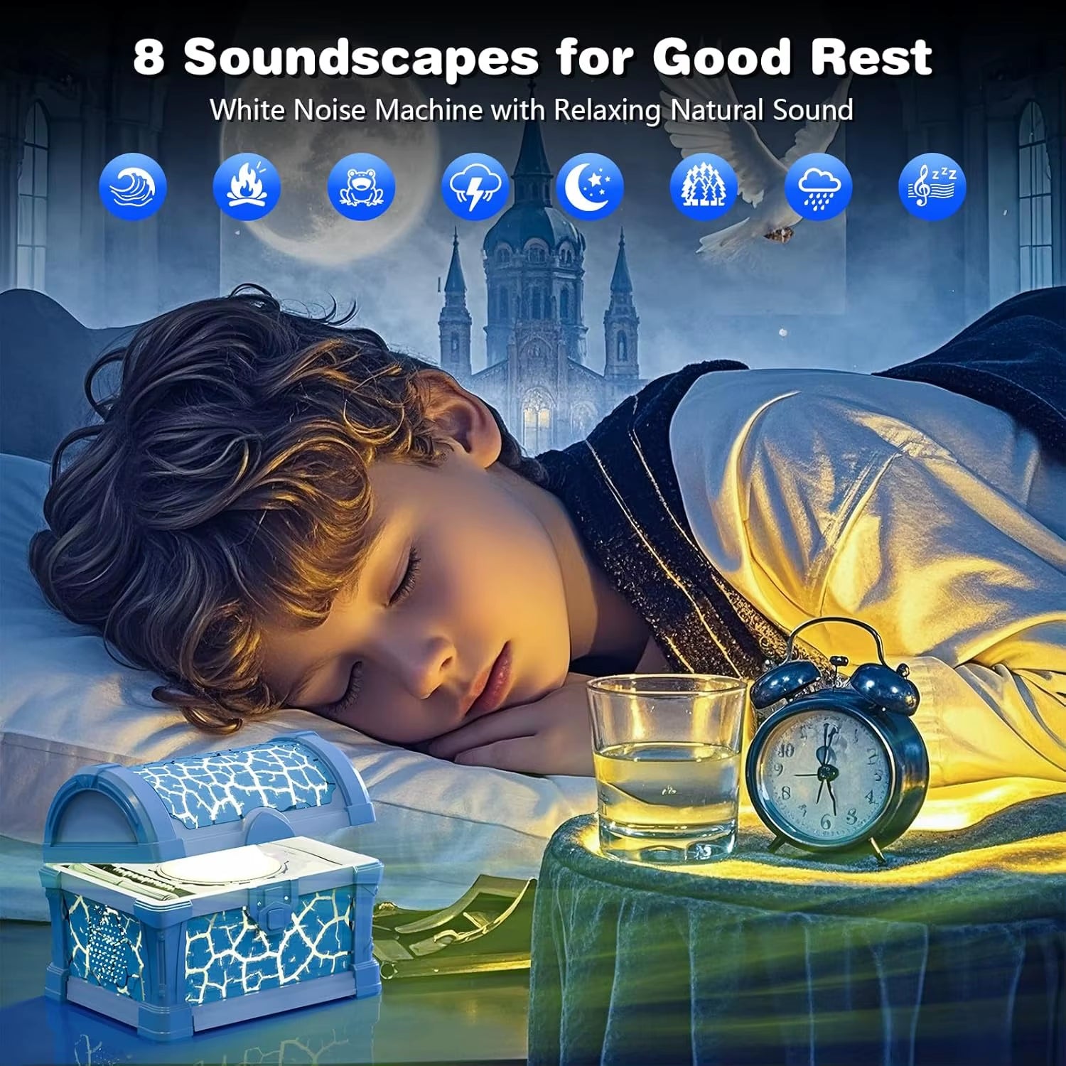 Treasure Chest Projector Night Light Bluetooth Speaker Galaxy Aurora Projection Lamp Ambient Northern Light for Room Decoration