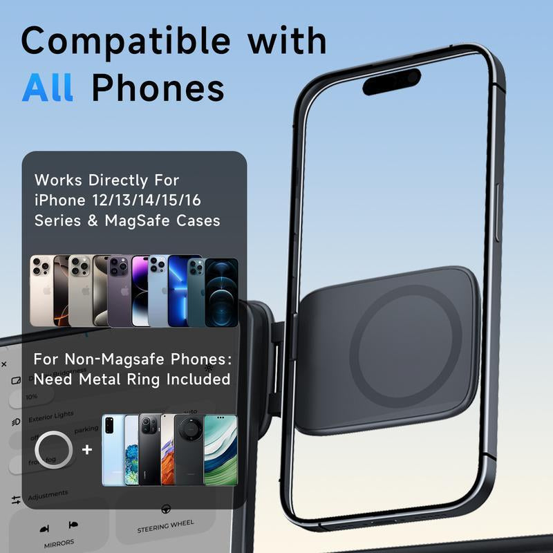 2026 Model Automotive Foldable Magnetic Car Phone Mount for Eletric Vehicles - Universal Anti-Shake Navigation Support Stand