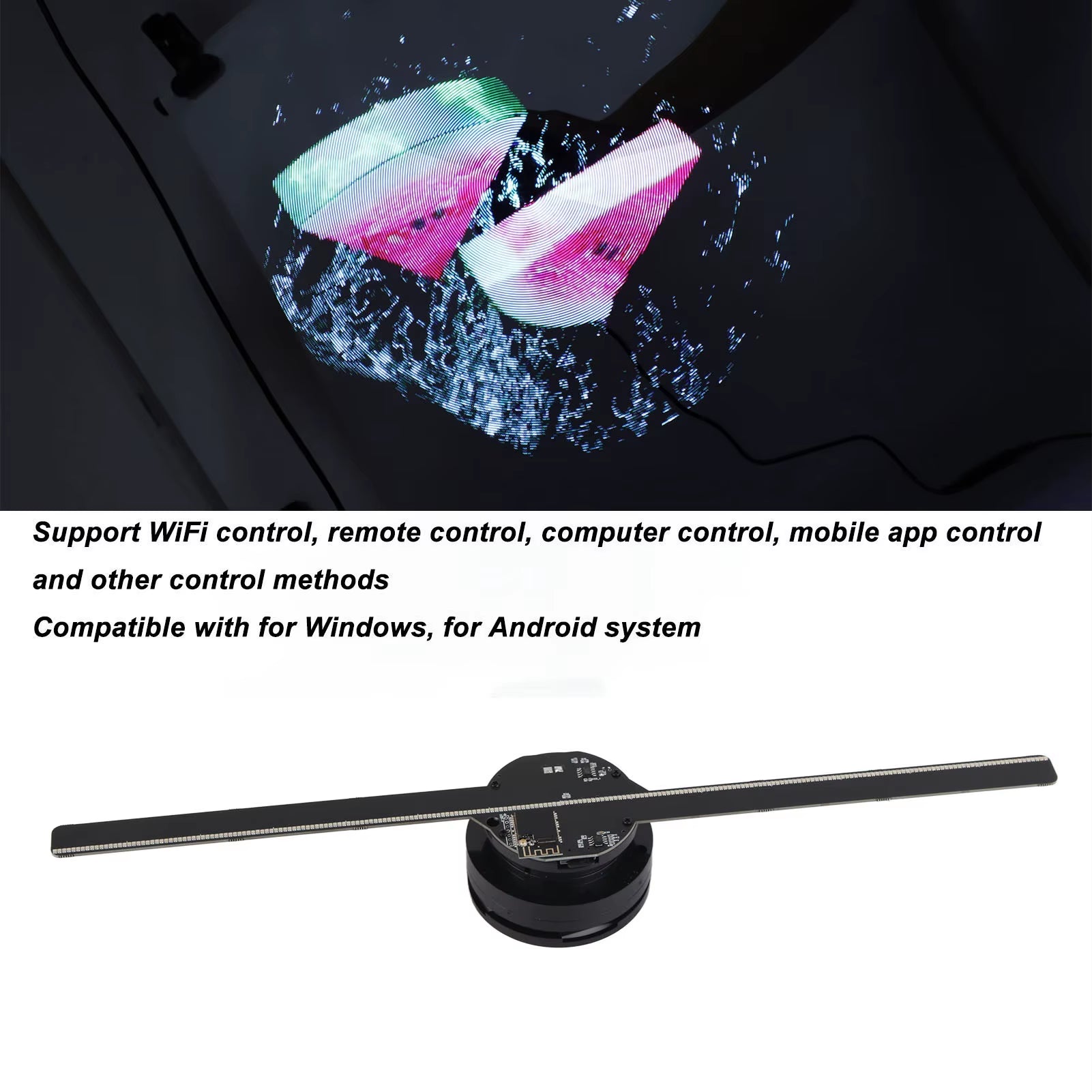 3D Hologram Fan 224 LED Light Beads High Resolution 3D Advertising Player for Business Store Shop Holographic Projector Fan