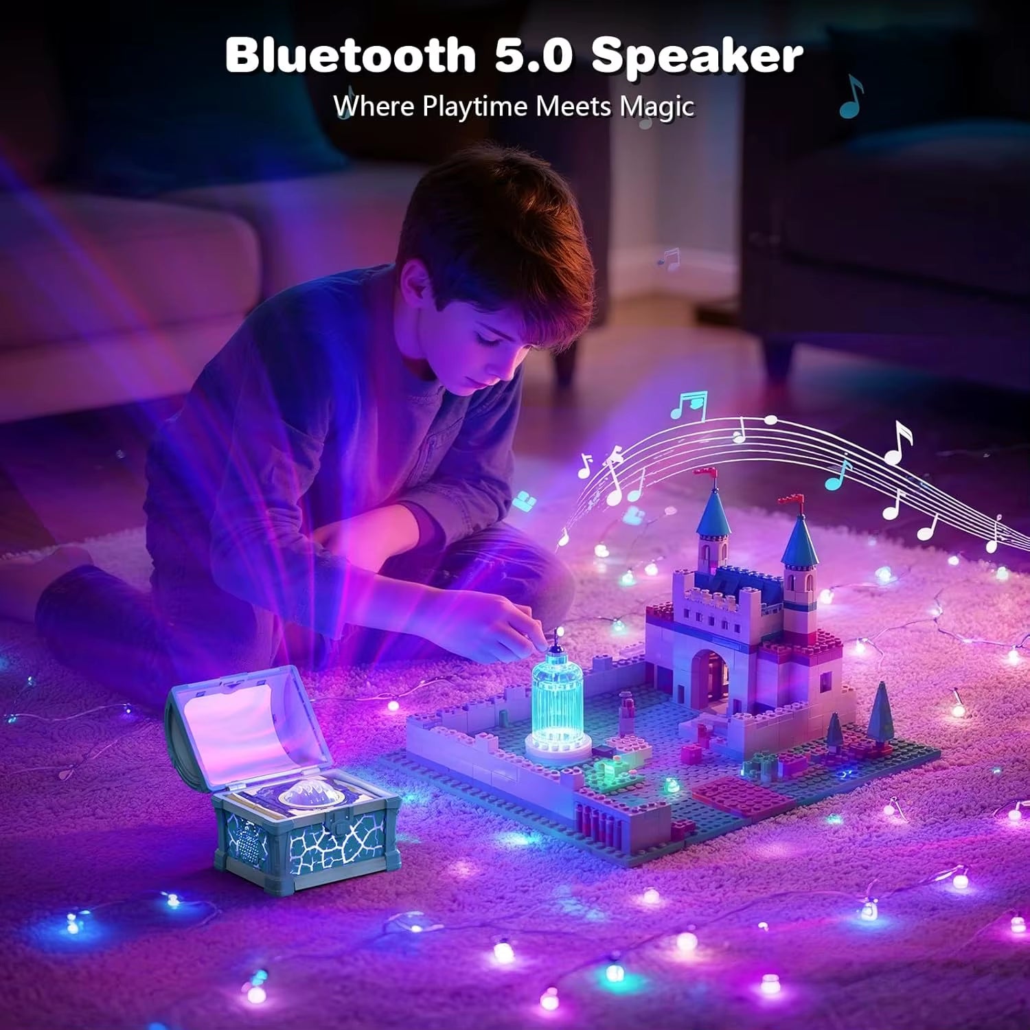 Treasure Chest Projector Night Light Bluetooth Speaker Galaxy Aurora Projection Lamp Ambient Northern Light for Room Decoration