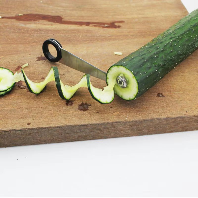 Spiral Slicer Blade Cucumber Carrot Potato Vegetable Spiral Knife Kitchen Tool Stainless Steel Curler Handheld Kitchen Accessory
