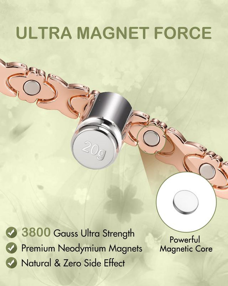 Jecanori Pure Copper Magnetic Bracelet for Women 3500 Gauss Effective Magnets Trendy Stack Bangle Stretch Design Modern Fashion Jewelry Gift