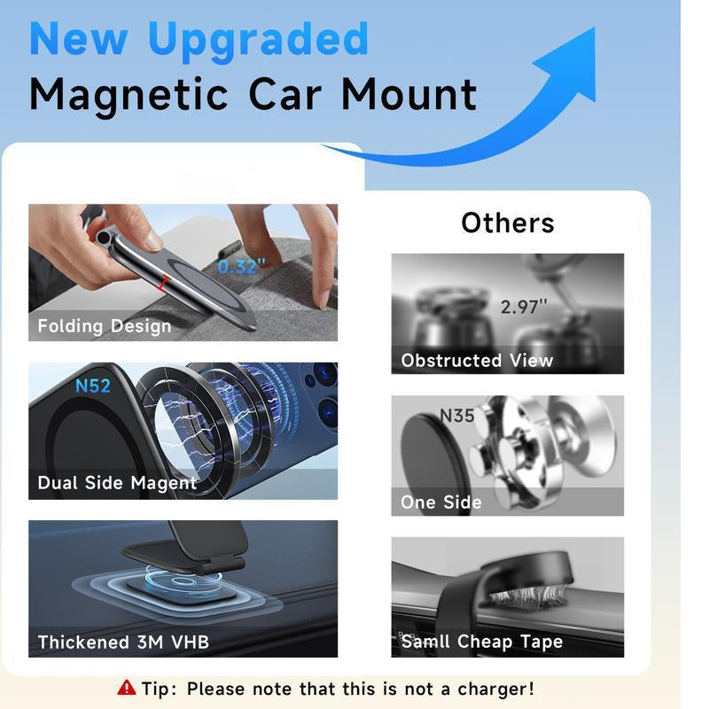 2026 Model Automotive Foldable Magnetic Car Phone Mount for Eletric Vehicles - Universal Anti-Shake Navigation Support Stand